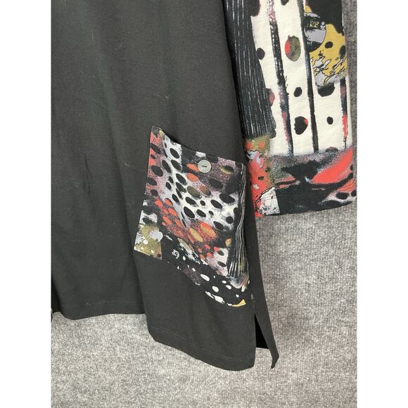 Ali Miles Woven Popover Tunic XL with Pocket in a Abstract Multi Print Patch - Picture 12 of 12